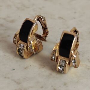 Vintage Dior Gold & Black Enamel Earrings